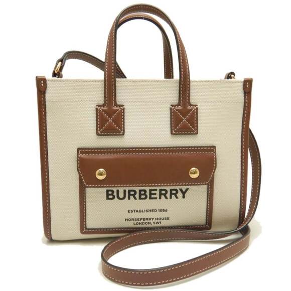 BURBERRY Handbags - BURBERRY Mini Freya Tote 8044141 Bag Canvas x Leather Natural Brown Women's 2...